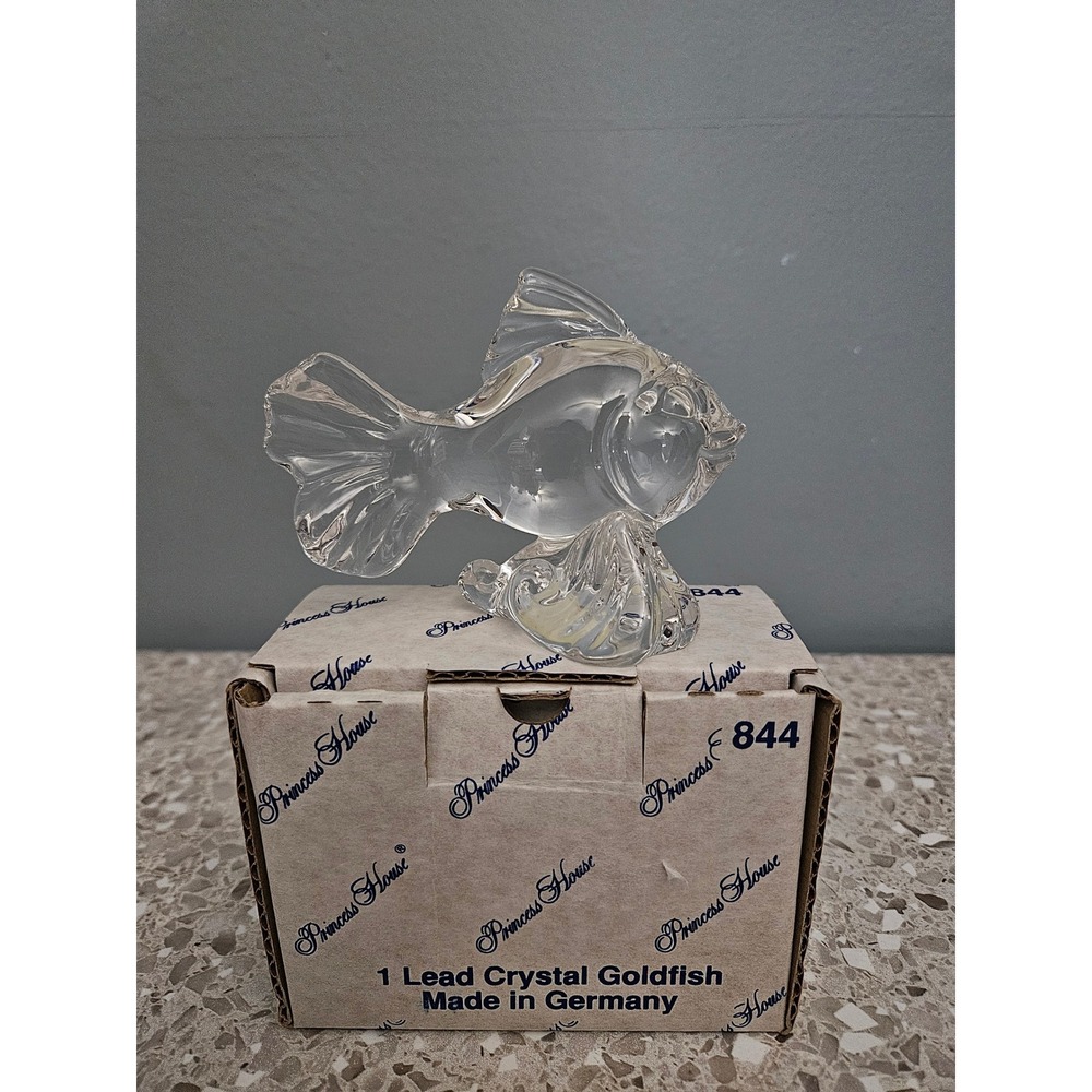 Princess House Goldfish Figurine Clear 24 Lead Crystal 844 Germany New In Box